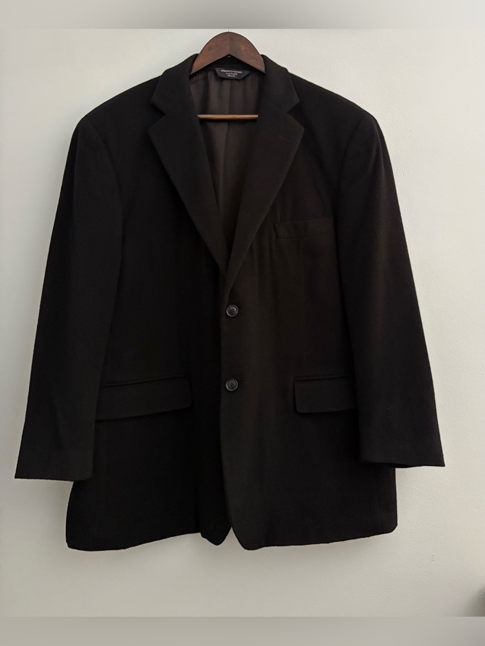 Pronto Uomo Couture 100% Cashmere Black Two-Button Sport Coat Size:44 Short